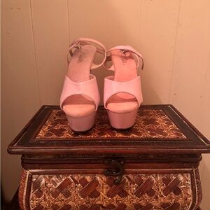 Pleaser heels, baby pink, cushioned sole, worn once